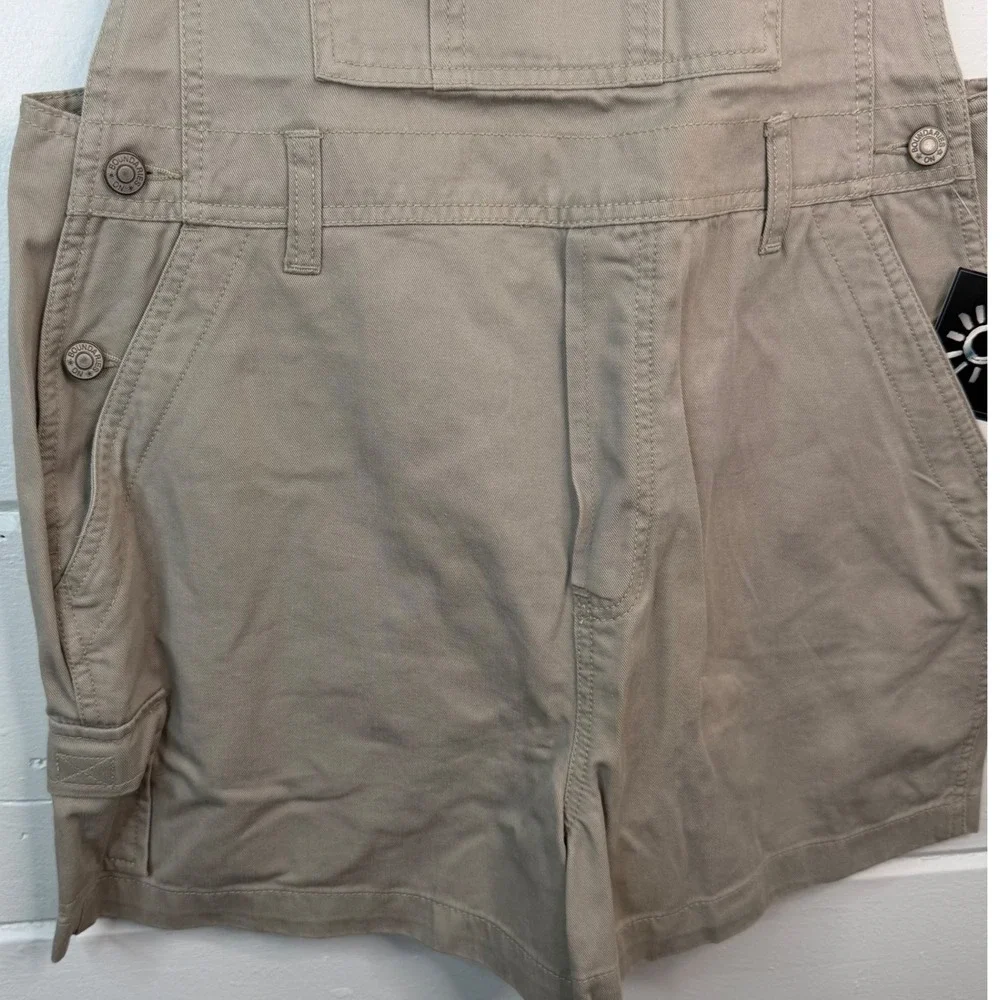 Vintage Overalls Y2K Khaki‎ Shortalls Large Juniors No Boundaries 100% Cotton